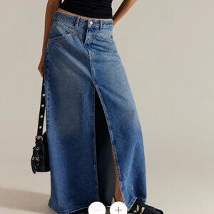 We The Free Come As You Are Blue Denim Maxi Skirt Size 10 New